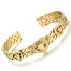 14k Yellow Gold Plated Woven Bangle Cuff Bracelet with Heart Charms
