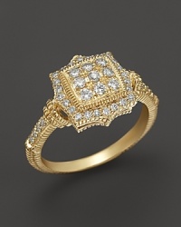 A delicately detailed diamond pave and 18K gold ring from Judith Ripka. A delicately detailed diamond pave and 18K gold ring from Judith Ripka.