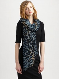 Fashion goes wild on this elegant, edgy wool and cashmere-blend scarf with an eye-catching leopard print.70% wool/30% cashmereAbout 55 X 70Dry cleanMade in Italy Fashion goes wild on this elegant, edgy wool and cashmere-blend scarf with an eye-catching leopard print.70% wool/30% cashmereAbout 55 X 70Dry cleanMade in Italy