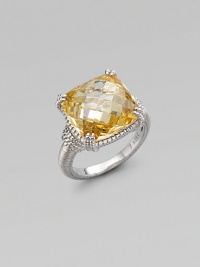 From the Giftables Collection. A sparkling canary crystal stone in a four-prong sterling silver setting.Canary crystal Sterling silver Width, about ½ Imported Additional Information Women's Ring Size Guide 