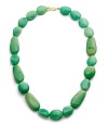 This one-of-a-kind design boasts exuberant gradient green resin stones in a modern mix of shapes.Resin 22k goldplated Length, about 29 S-hook clasp Imported