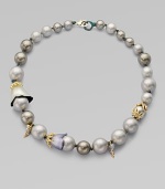 From the Lucite Collection. An elegant piece with hand-crafted floral lucite embellishments and Swarovski crystal accents. Pearlized shell beadsSwarovski crystalsGoldtoneHand-crafted luciteLength, about 1618k gold lobster clasp closureMade in USA