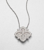 From the Soho Collection. This clover-shaped design features white sapphires on a sterling silver link chain. White sapphiresSterling silverLength, about 16Pendant size, about .7Lobster clasp closureImported 