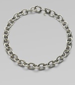 From the Oval Link Collection. Large sterling silver links alternate between smooth and cabled in a chain to wear alone or with a jeweled enhancer. Sterling silver Length, about 17½ Hidden spring clip clasp Imported