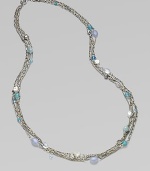 From the Bijoux Collection. Textural chains of sterling silver are vibrantly dotted with blue and aqua chalcedony and pearl.Blue and aqua chalcedony and pearl Sterling silver Length, about 44 Toggle clasp Imported