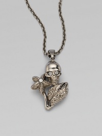Sparkling Swarovski crystals embellish this edgy skull and claw design on a link chain. Swarovski crystalsBrassLength, about 11½Pendant size, about 1Lobster clasp closureMade in Italy Sparkling Swarovski crystals embellish this edgy skull and claw design on a link chain. Swarovski crystalsBrassLength, about 11½Pendant size, about 1Lobster clasp closureMade in Italy