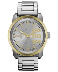 Like a ring of fire, the golden bezel on this Diesel watch is white-hot. Like a ring of fire, the golden bezel on this Diesel watch is white-hot.