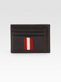 Iconic trainspotting web trim enhances this classic card case of smooth calfskin leather.Six card slots4½ x 3¼Made in Switzerland Iconic trainspotting web trim enhances this classic card case of smooth calfskin leather.Six card slots4½ x 3¼Made in Switzerland