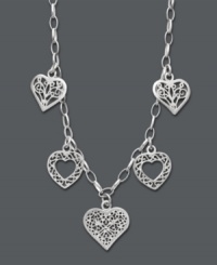 This Giani Bernini style is certain to capture your heart. For the free-spirited fashionista, five filigree hearts create an enchanting look you'll cherish forever. Crafted in sterling silver. Approximate length: 16 inches. This Giani Bernini style is certain to capture your heart. For the free-spirited fashionista, five filigree hearts create an enchanting look you'll cherish forever. Crafted in sterling silver. Approximate length: 16 inches.