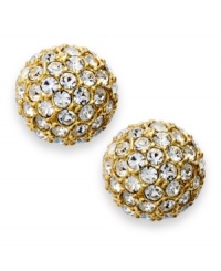 Go for the gold-tone with this pair of stud earrings from Eliot Danori. Crafted from gold-tone brass, the earrings shine through with glass pave accents adding luster. Approximate diameter: 1/4 inch. Go for the gold-tone with this pair of stud earrings from Eliot Danori. Crafted from gold-tone brass, the earrings shine through with glass pave accents adding luster. Approximate diameter: 1/4 inch.