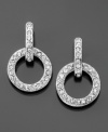 Accessorize with geometric glamour. These beautiful circle drop earrings by Eliot Danori feature round-cut crystals set in rhodium-plated mixed metal. Approximate drop: 3/4 inch. Approximate diameter: 1/2 inch.