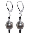 SCER034 Sterling Silver Radiant Imitation Pearl and Crystal Earrings Made with Swarovski Elements