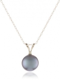 14k Yellow Gold AA 7.5x8mm Black Freshwater Cultured Pearl Pendant Necklace, 18 14k Yellow Gold AA 7.5x8mm Black Freshwater Cultured Pearl Pendant Necklace, 18