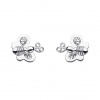 .925 Sterling Silver Rhodium Plated Butterfly CZ Stud Earrings with Screw-back for Children & Women