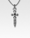 Drawn from modern and antiqued traditions in braided sterling silver with an onyx-accented cross-and-dagger medallion. From the UnKaged Collection Cross, ¾W X 1½H Endless chain, 26 long Made in USA