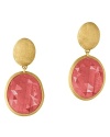 Pink sapphire is framed in 18K yellow gold on these brilliant Marco Bicego earrings.