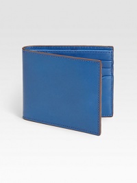 Classic bill holder of treated mill leather and contrasting trim for a contemporary touch.One billfold compartmentSix card slotsLeather4W x 4HImported Classic bill holder of treated mill leather and contrasting trim for a contemporary touch.One billfold compartmentSix card slotsLeather4W x 4HImported