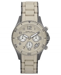 A sporty chronograph watch from Marc by Marc Jacob's Rock collection with cool shell and gunmetal tones. A sporty chronograph watch from Marc by Marc Jacob's Rock collection with cool shell and gunmetal tones.