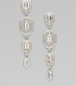 EXCLUSIVELY AT SAKS. Embellished in sparkling stones, this graduated drop design is as elegant as it is sleek. Rhodium plated brassCrystalsCubic zirconiaDrop, about 2Post backImported 
