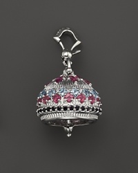 Inspired by Zen philosophy, this intricately detailed, matte sterling silver meditation bell from Paul Morelli is set with blue topaz, pink rhodolite and black spinel. Inspired by Zen philosophy, this intricately detailed, matte sterling silver meditation bell from Paul Morelli is set with blue topaz, pink rhodolite and black spinel.