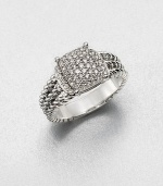 From the Petite Wheaton Collection. Stunning pavé diamonds set in sterling silver on a triple cable shank. Diamonds, .44 tcwSterling silverWidth, about .39Imported