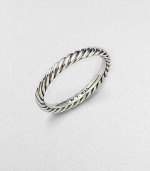 From the Midnight Melange Collection. A thin polished band of signature twisted cable.Sterling silver Width, about 3mm Imported Additional Information Women's Ring Size Guide 