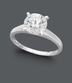 The perfect statement. A solitaire Swarovski zirconia (3-1/3 ct. t.w.) says it all in this timelessly elegant piece by Arabella. Crafted in 14k white gold. The perfect statement. A solitaire Swarovski zirconia (3-1/3 ct. t.w.) says it all in this timelessly elegant piece by Arabella. Crafted in 14k white gold.