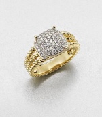 From the Petite Wheaton Collection. Stunning pavé diamonds set in 18k gold on a triple cable shank. Diamonds, .44 tcw18k goldWidth, about .39Imported