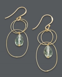Add a little refreshment. Studio Silver's bubbly drop earrings feature overlapping links and shimmery green glass drops. Crafted in 18k gold over sterling silver. Approximate drop: 1-1/2 inches. Add a little refreshment. Studio Silver's bubbly drop earrings feature overlapping links and shimmery green glass drops. Crafted in 18k gold over sterling silver. Approximate drop: 1-1/2 inches.