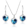 [Flower's Secret (TM)] Swarovski Elements Crystal Heart of the Ocean Titanic Necklace 18 and Earrings 3-piece Set