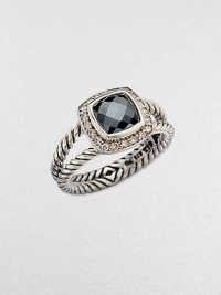 From the Petite Albion Collection. An iconic design with dazzling diamonds surrounding a faceted hematite stone on a cabled sterling silver base. HematiteDiamonds, .2 tcwSterling silverWidth, about ¼Imported From the Petite Albion Collection. An iconic design with dazzling diamonds surrounding a faceted hematite stone on a cabled sterling silver base. HematiteDiamonds, .2 tcwSterling silverWidth, about ¼Imported