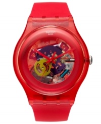 Swatch brings the retro cool with this colorful Red Lacquered collection watch. Swatch brings the retro cool with this colorful Red Lacquered collection watch.