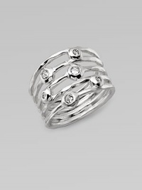 From the Silver Rain Collection. A striking, sculptural design with open strands of polished sterling silver, each one accented by a shimmering diamond.Diamonds, .25 tcw Sterling silverWidth, about ½Imported