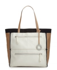 Grab hold of this trend-right design from Nine West for the perfect weekend-ready style. This oversized colorblock tote has a roomy interior to store all your daily essentials and so much more! Grab hold of this trend-right design from Nine West for the perfect weekend-ready style. This oversized colorblock tote has a roomy interior to store all your daily essentials and so much more!