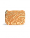 THE LOOKZebra-inspired metallic swirls on canvasRectangular silhouetteTop zip closure with studded leather pullSignature goldtone S studInside logo printTHE MEASUREMENT7W X 5H X ¼DTHE MATERIALCanvasFully linedORIGINImported