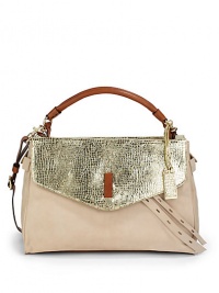 THE LOOKCalfskin body with contrast cowhide trimContrast rolled leather top handleRemovable, adjustable contrast crossbody strap with shoulder padLogo ID tagMetallic croc-embossed lambskin flap with concealed push-lock closureContrast front loop detailContrast wrap-around belt under the flapExpandable side zip gussetsLeather-covered protective metal feetTHE MEASUREMENTTop handle, 4 dropAdjustable crossbody strap THE LOOKCalfskin body with contrast cowhide trimContrast rolled leather top handleRemovable, adjustable contrast crossbody strap with shoulder padLogo ID tagMetallic croc-embossed lambskin flap with concealed push-lock closureContrast front loop detailContrast wrap-around belt under the flapExpandable side zip gussetsLeather-covered protective metal feetTHE MEASUREMENTTop handle, 4 dropAdjustable crossbody strap