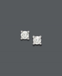 The perfect gift of everlasting sparkle. She'll love the way these complement her ensemble from day to evening. Round-cut diamonds (1/5 ct. t.w.) glimmer in a 14k white gold, four prong setting. Approximate diameter: 3 mm. The perfect gift of everlasting sparkle. She'll love the way these complement her ensemble from day to evening. Round-cut diamonds (1/5 ct. t.w.) glimmer in a 14k white gold, four prong setting. Approximate diameter: 3 mm.