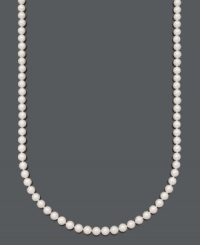 Give the gift of eternal style. Belle de Mer's elegant necklace highlights grade A+, cultured freshwater pearls (7-1/2-8 mm) and a 14k gold clasp. Approximate length: 24 inches. Give the gift of eternal style. Belle de Mer's elegant necklace highlights grade A+, cultured freshwater pearls (7-1/2-8 mm) and a 14k gold clasp. Approximate length: 24 inches.