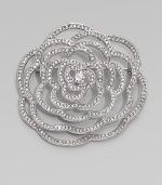 EXCLUSIVELY AT SAKS. A perfect rose, abstractly recreated in lacy layers of faceted crystal with a sparkling cubic zirconia center. Cubic zirconia and crystal Rhodium plated Diameter, about 2 Pin backing with foldover clasp Imported