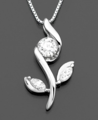 Nothing symbolizes classic beauty like a tender rose. Sirena's lovely diamond necklace is highlighted with round-cut diamonds (1/4 ct. t.w.) set in a 14k white gold pendant. Approximate length: 18 inches. Approximate drop: 3/4 inch. Nothing symbolizes classic beauty like a tender rose. Sirena's lovely diamond necklace is highlighted with round-cut diamonds (1/4 ct. t.w.) set in a 14k white gold pendant. Approximate length: 18 inches. Approximate drop: 3/4 inch.
