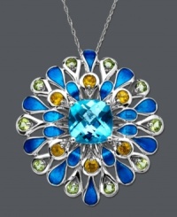 A budding bloom is just the right look for spring. Town & Country's vivacious flower pendant features blue topaz (5 ct. t.w.), peridot (7/8 ct. t.w.), and citrine (5/8 ct. t.w.) set in sterling silver. Approximate length: 18 inches. Approximate drop: 1 inch. A budding bloom is just the right look for spring. Town & Country's vivacious flower pendant features blue topaz (5 ct. t.w.), peridot (7/8 ct. t.w.), and citrine (5/8 ct. t.w.) set in sterling silver. Approximate length: 18 inches. Approximate drop: 1 inch.