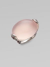 An elegant design with large rose quartz stone accented on the side with pink tourmaline, all set in sterling silver.Rose quartz, pink tourmalineSterling silverWidth, about 1Imported An elegant design with large rose quartz stone accented on the side with pink tourmaline, all set in sterling silver.Rose quartz, pink tourmalineSterling silverWidth, about 1Imported