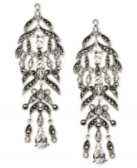 Embrace elegance. Judith Jack's chandelier earrings are crafted from sterling silver with cubic zirconias (4-1/20 ct. t.w.), marcasite (1-17/20 ct. t.w.) and white crystals (7/9 ct. t.w.) enhancing the stunning look. Approximate drop: 2-3/10 inches. Embrace elegance. Judith Jack's chandelier earrings are crafted from sterling silver with cubic zirconias (4-1/20 ct. t.w.), marcasite (1-17/20 ct. t.w.) and white crystals (7/9 ct. t.w.) enhancing the stunning look. Approximate drop: 2-3/10 inches.