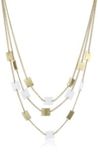 Kenneth Cole New York Modern Blanc White and Gold Rectangle Bead Illusion Necklace Kenneth Cole New York Modern Blanc White and Gold Rectangle Bead Illusion Necklace