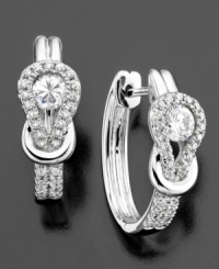 Love stays strong with these radiant diamond earrings featuring round-cut diamonds (1/2 ct. t.w.) set in a love knot design by Everlon™. Crafted in 14k white gold. Approximate drop: 1/2 inch. Love stays strong with these radiant diamond earrings featuring round-cut diamonds (1/2 ct. t.w.) set in a love knot design by Everlon™. Crafted in 14k white gold. Approximate drop: 1/2 inch.