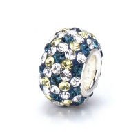 Bella Fascini Montana Blue Yellow & Clear Pave Bling Bead - Made with Authentic Swarovski Crystal Elements - Solid Sterling Silver Core Fits Perfectly on Chamilia Moress Pandora and Compatible Brands Bella Fascini Montana Blue Yellow & Clear Pave Bling Bead - Made with Authentic Swarovski Crystal Elements - Solid Sterling Silver Core Fits Perfectly on Chamilia Moress Pandora and Compatible Brands