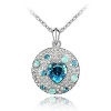 Silver Tone White Gold Swarovski Style Vintage Crystal Heart Pendant Necklace