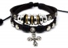 4030069 Christian Religious Scripture Inspirational Cross Leather Bracelet