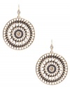 GUESS Black and Gold-Tone Disc Hoop Earrings, GOLD