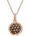 A sparkling sensation! Round-cut chocolate diamonds (1/2 ct. t.w) and white diamond accents combine on this lovely pave-set oval pendant. Crafted in 14k rose gold. Approximate length: 18 inches. Approximate drop: 5/8 inch.